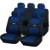 Coprisedili Con Coprivolante, 2 Copricinture E Tappetini In Moquette Nera: Azzurro - Nero