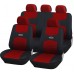 Coprisedili Con Coprivolante, 2 Copricinture E Tappetini In Moquette Nera: Rosso - Nero