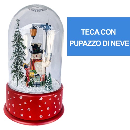 Teca Tema Natalizio Con Pupazzo Di Neve E Neve Con Musica Natalizia