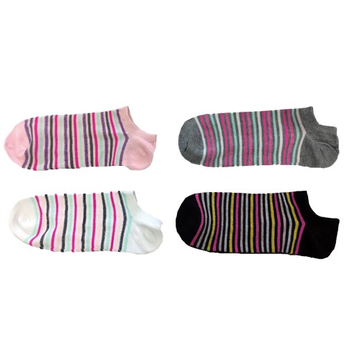 SET 12 CALZINI RIGHE MULTICOLOR DONNA IN COTONE MORBIDI E LEGGERI TG: 35-40 MOD: BD-1081