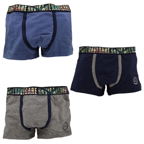 Pack 6 Boxer Bimbo Navigare In Tinta Unita Color Grigio Scuro Navy E Jeans 810zb