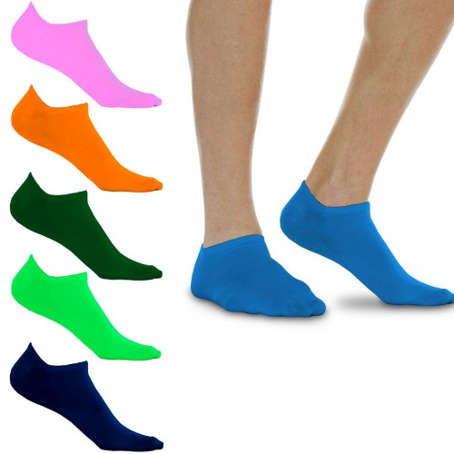 Pack 12 Paia Calzini Uomo Fantasmini Di Cotone Fluo Colori Assortiti Taglia Unica M456