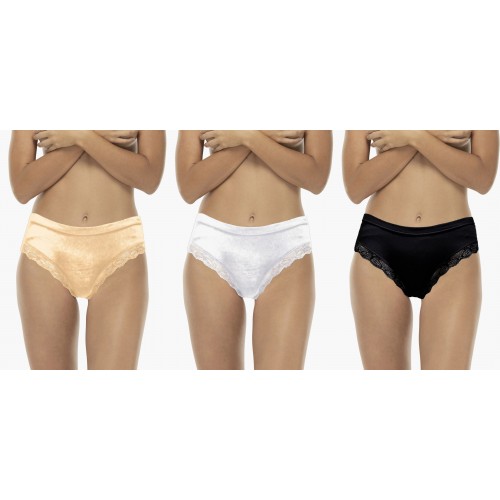 Pack 6 Slip Donna Brasiliana Con Pizzo Frames Intimo Basic Cotone Elastico S452