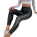LEGGINGS TERMICI IN TESSUTO ELASTICIZZATO SIMIL PELLE FASCIA ELASTICA IN VITA INTERNO IN CALDO COTONE