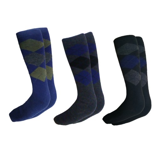 Set Calze Lunghe In Lana 80% Da Uomo Invernali Fantasia Rombi 