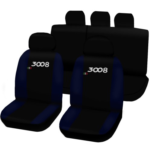 Coprisedili Compatibili Con 3008 Bicolore Nero - Blu Scuro Coprisedili Compatibili Con 3008 Bicolore Nero - Blu Scuro