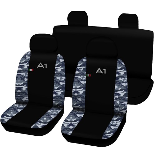Coprisedili Audi A1 Bicolore Nero - Mimetico Blu Coprisedili Audi A1 Bicolore Nero - Mimetico Blu