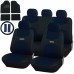 Coprisedili Con Coprivolante, 2 Copricinture E Tappetini In Moquette Nera: Blu - Nero