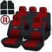 Coprisedili Con Coprivolante, 2 Copricinture E Tappetini In Moquette Nera: Rosso - Nero