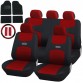 Coprisedili Con Coprivolante, 2 Copricinture E Tappetini In Moquette Nera: Rosso - Nero