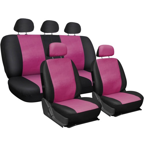 Coprisedili Universali In Ecopelle Fucsia - Nero