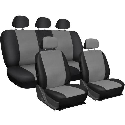 Coprisedili Universali In Ecopelle Grigio Chiaro - Nero