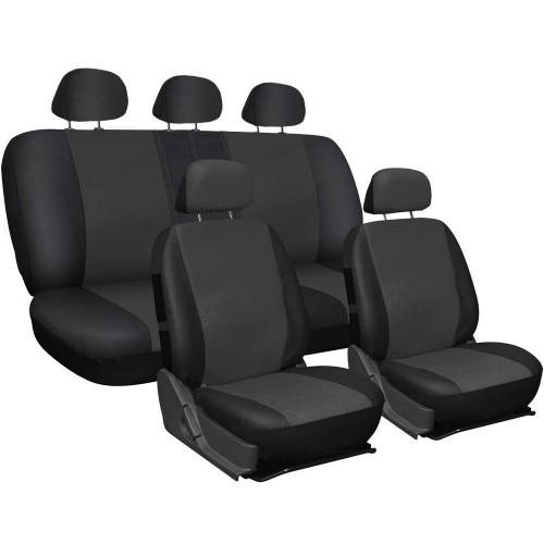 Coprisedili Universali In Ecopelle Grigio Scuro - Nero