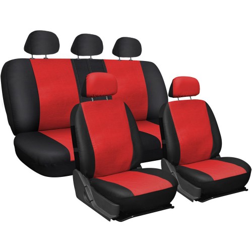 Coprisedili Universali In Ecopelle Rosso - Nero