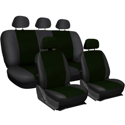 Coprisedili Universali In Ecopelle Verde Foresta - Nero Coprisedili Universali In Ecopelle Verde Foresta - Nero
