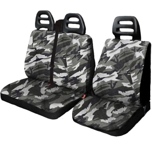 Coprisedili Per Furgone 3 Posti Cotone Mimetico Chiaro - Cintura Alta