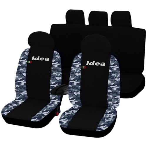 Coprisedili Compatibili Per Idea Bicolore Nero - Mimetico Blu