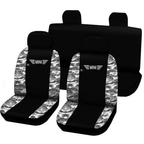 Coprisedili Mini Bicolore Nero - Mimetico Chiaro Coprisedili Mini Bicolore Nero - Mimetico Chiaro