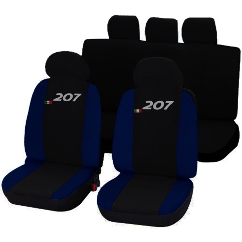 Coprisedili Compatibili Per 207 Bicolore Nero - Blu Scuro Coprisedili Compatibili Per 207 Bicolore Nero - Blu Scuro