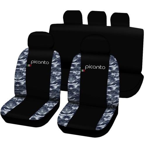 Coprisedili Kia Picanto Bicolore Nero - Mimetico Blu Coprisedili Kia Picanto Bicolore Nero - Mimetico Blu