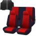 Coprisedili Trapuntato Universali Con Tappetini Gomma - Rosso Nero