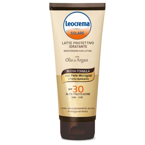 Leocrema solare latte protettivo idratante moinsturizing sun lotion olio di argan spf30 alta