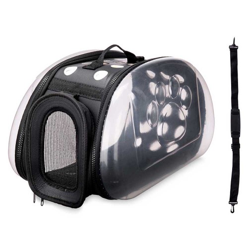 Trasportino da viaggio per animali di piccole dimensioni, dimensioni 37x20x22cm, trasparente e traspirante 
