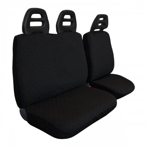 Coprisedili Per Furgone 3 Posti Cintura Bassa - Cotone Trapuntato Nero