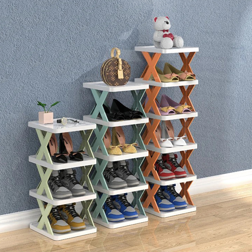 scarpiera pieghevole multistrato semplice  in plastica a forma di x per uso domestico